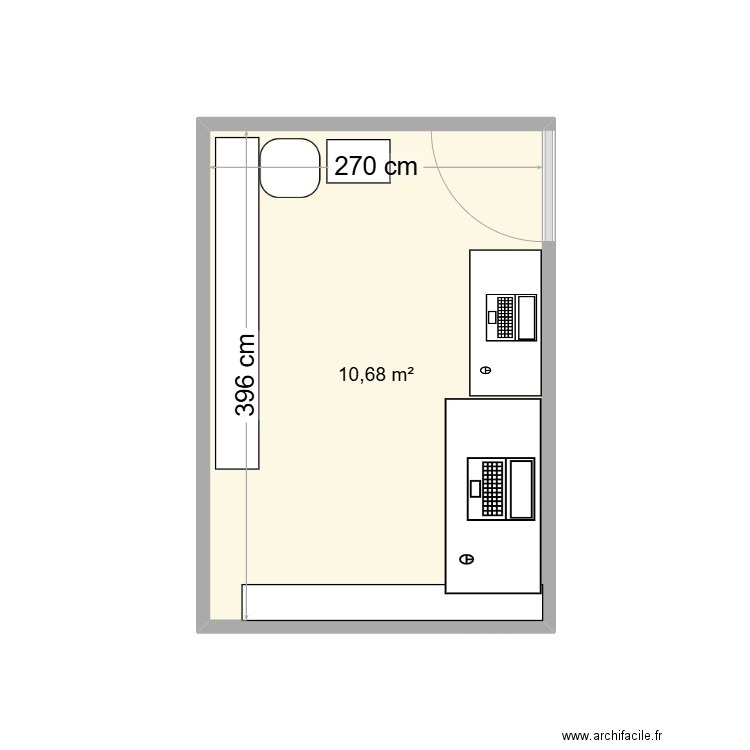 bureau. Plan de 1 pièce et 11 m2