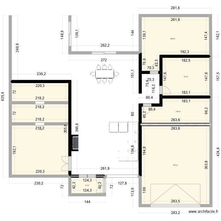 198. Plan de 6 pièces et 164 m2