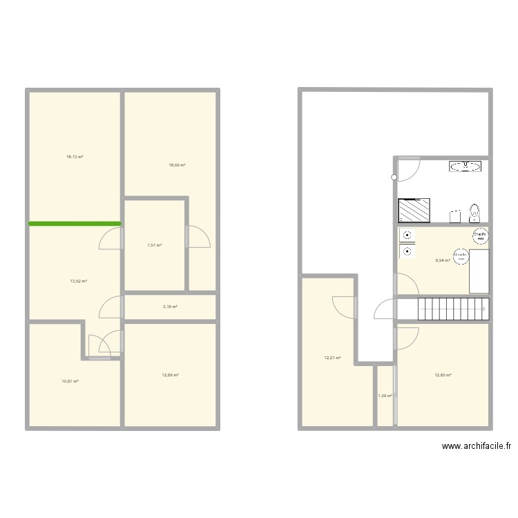 Sous-sol Racine1. Plan de 11 pièces et 116 m2