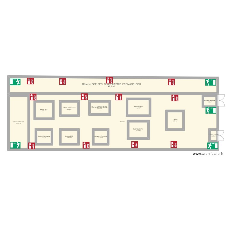 Plan Metro Cash and Carry . Plan de 14 pièces et 230 m2