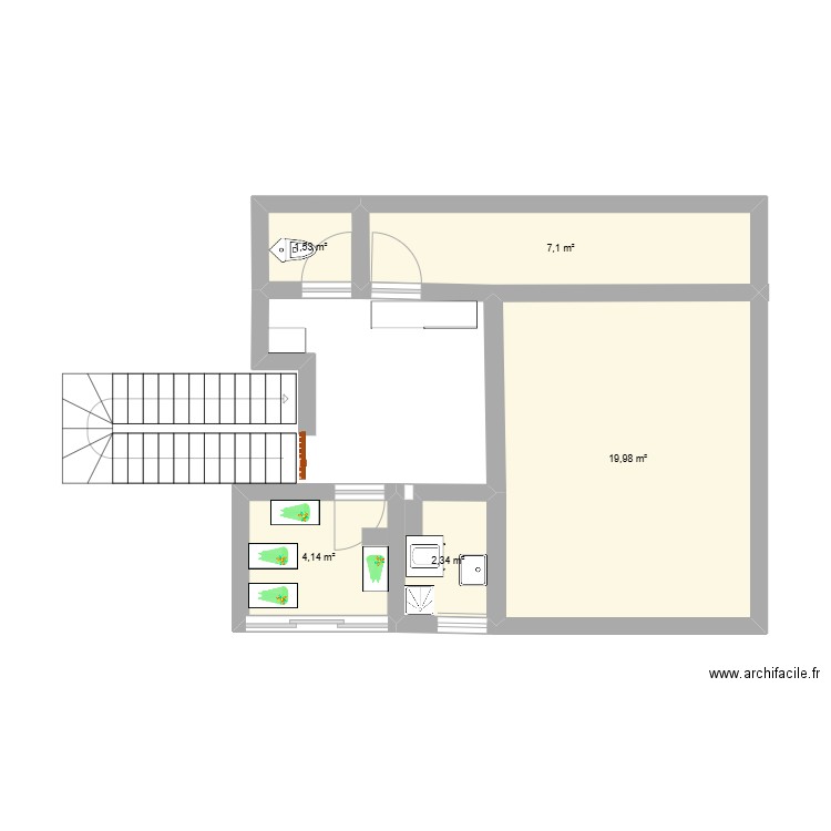 DORTOIRS. Plan de 5 pièces et 35 m2