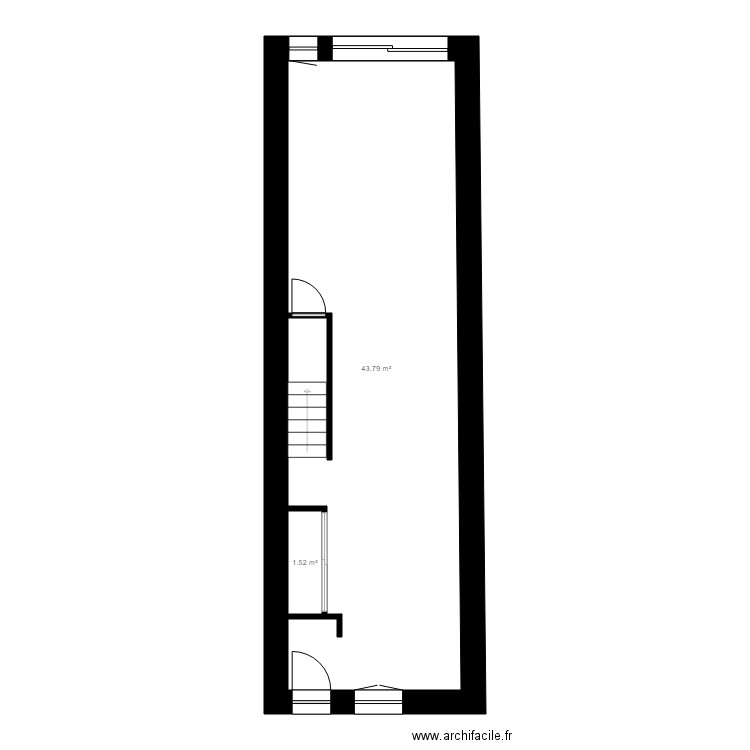 RABOIN. Plan de 2 pièces et 45 m2