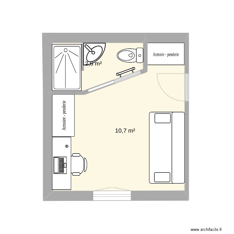 ana2. Plan de 2 pièces et 13 m2