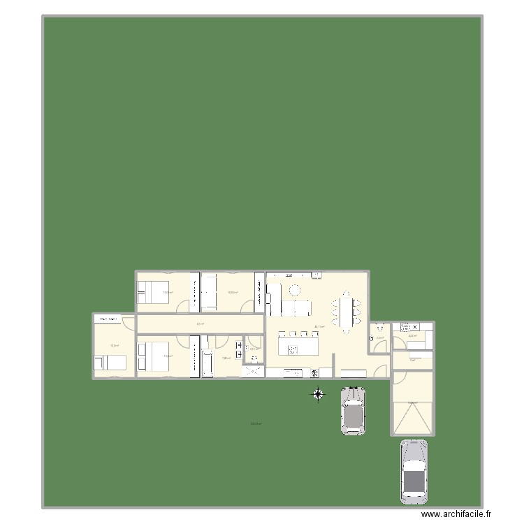 124.34 m². Plan de 13 pièces et 963 m2