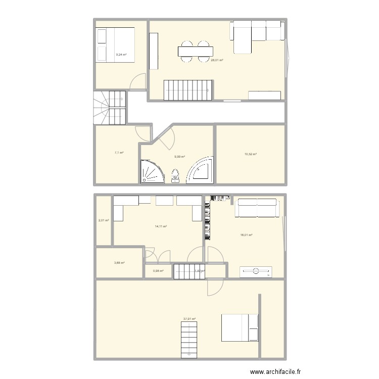 Quintin. Plan de 12 pièces et 141 m2