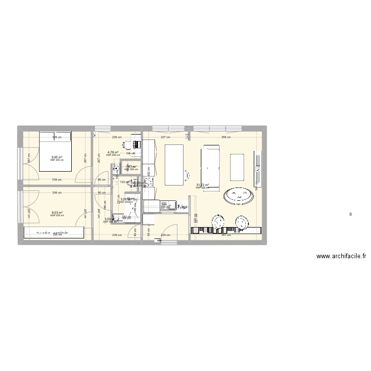 PANTIN. Plan de 8 pièces et 62 m2