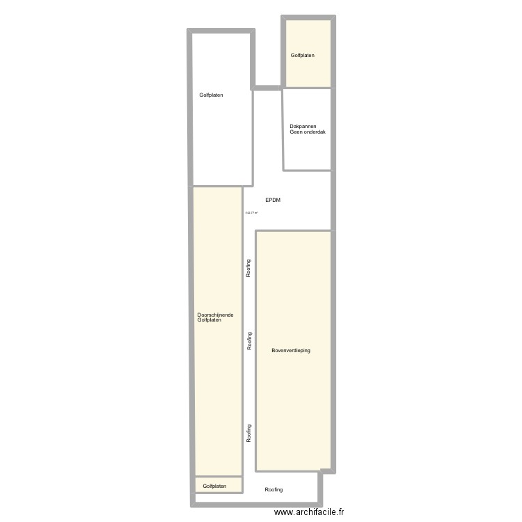 Dakplan benedenverdieping Otegem. Plan de 4 pièces et 194 m2