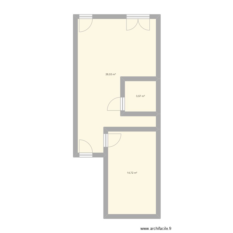 maison. Plan de 3 pièces et 47 m2