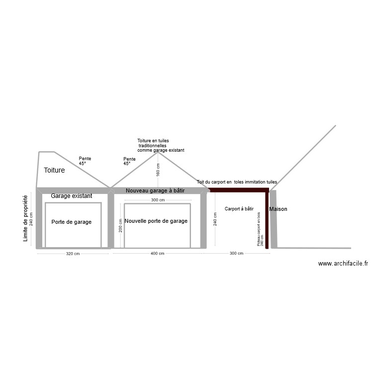 Face garage. Plan de 3 pièces et 16 m2