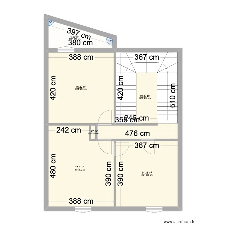 petite france. Plan de 6 pièces et 72 m2