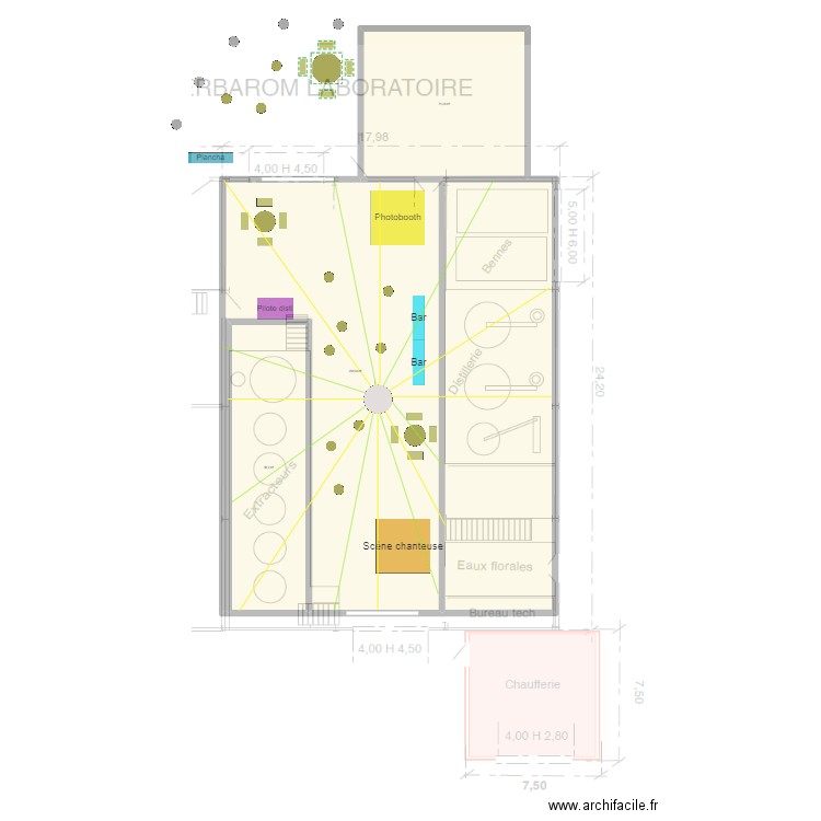 zone disti. Plan de 4 pièces et 479 m2