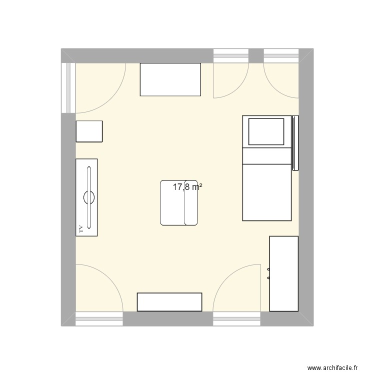 Studio Villeurbanne. Plan de 1 pièce et 18 m2