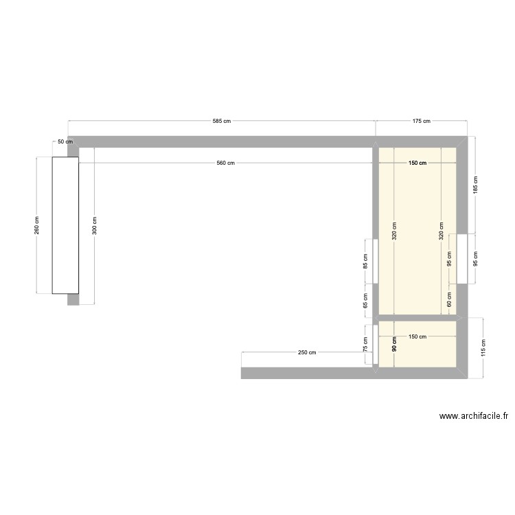 CUISINE ETE MACON. Plan de 2 pièces et 6 m2