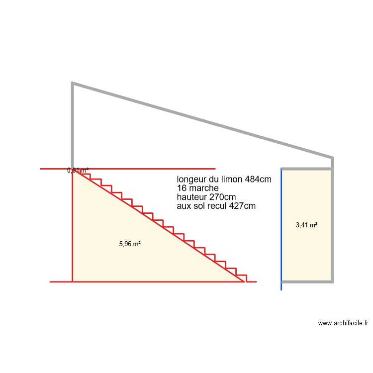 escal en vue. Plan de 3 pièces et 9 m2