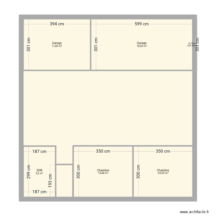 Maison. Plan de 6 pièces et 57 m2