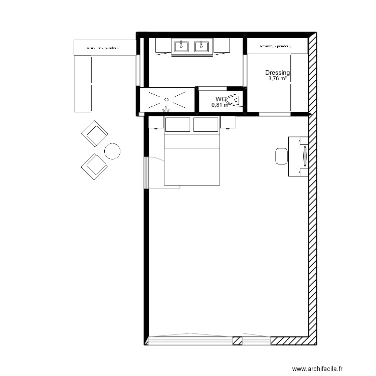 PLAN SUITE 1. Plan de 2 pièces et 5 m2