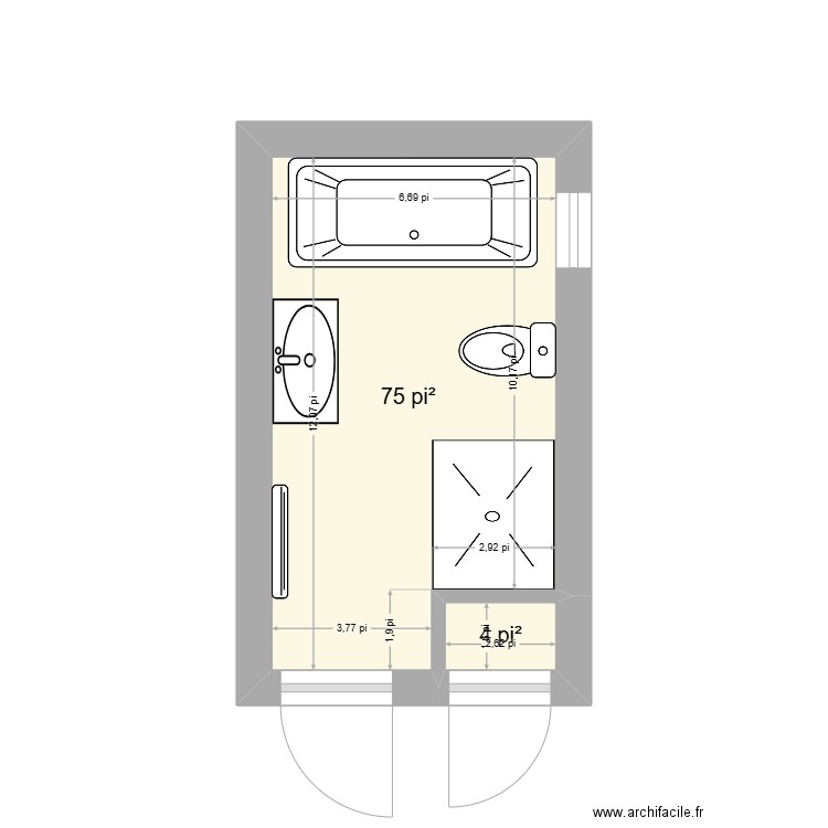 PAUYO 1. Plan de 2 pièces et 7 m2