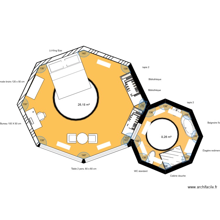 devoir miss. Plan de 2 pièces et 34 m2