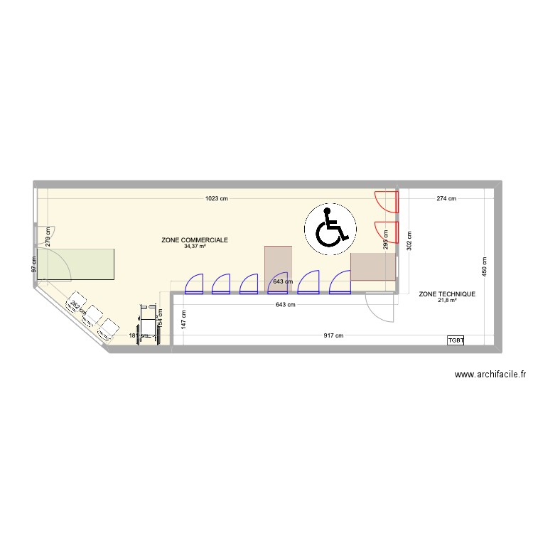 SQ BIGANOS ACCESS. Plan de 2 pièces et 56 m2