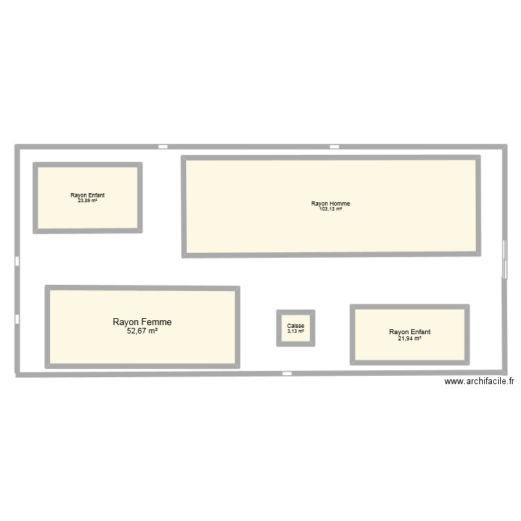 Travail. Plan de 5 pièces et 205 m2