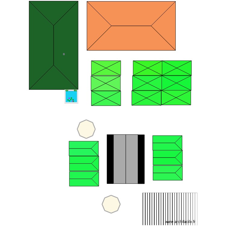 ecurie. Plan de 2 pièces et 470 m2