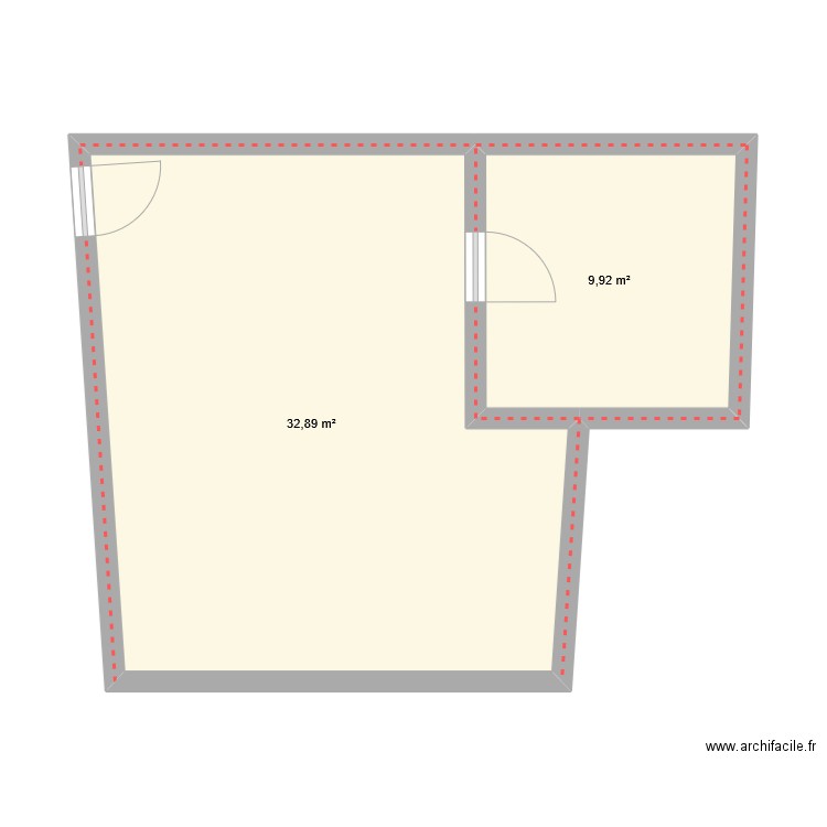 Laboratoire PMA. Plan de 2 pièces et 43 m2