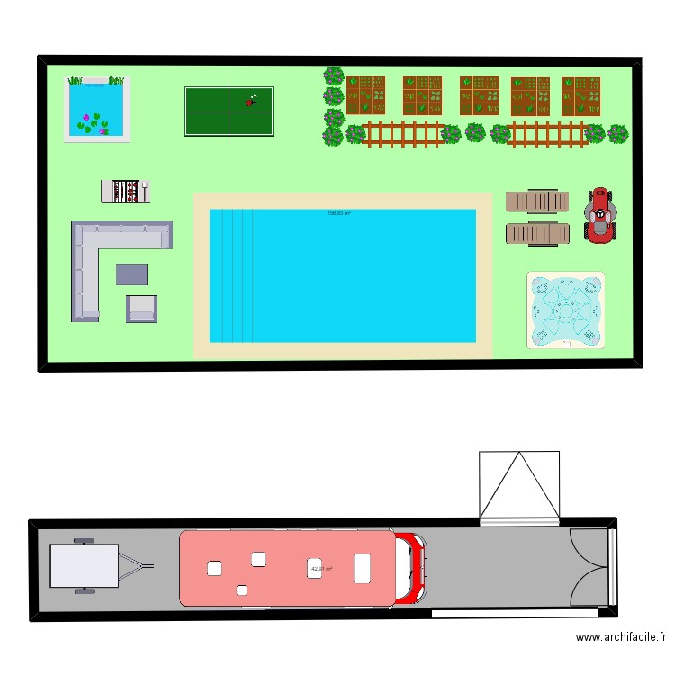 Cour Stan. Plan de 2 pièces et 200 m2