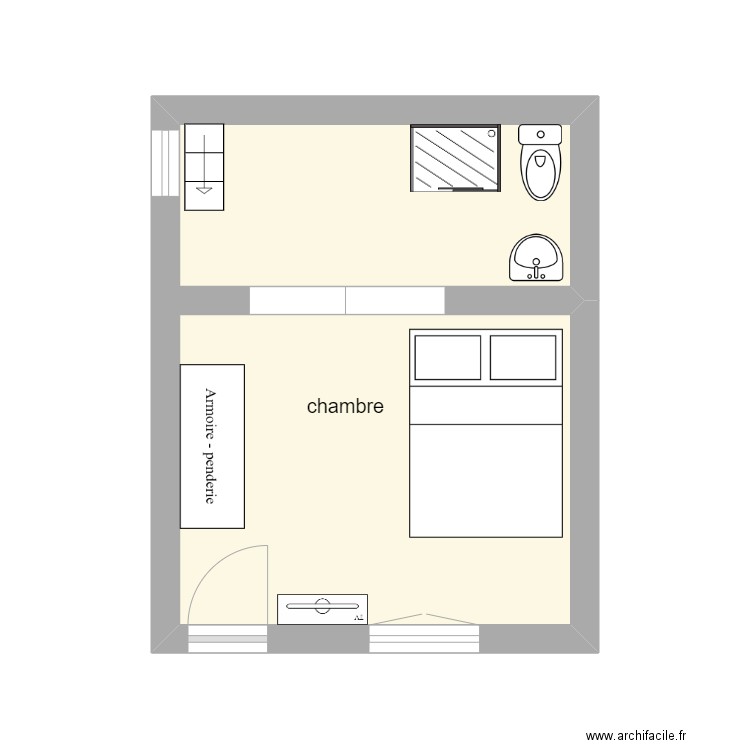 plan 1bis. Plan de 1 pièce et 15 m2