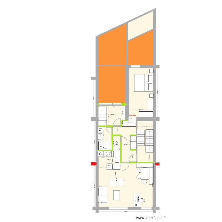 BAUCQ 77 2e étage V2. Plan de 8 pièces et 85 m2