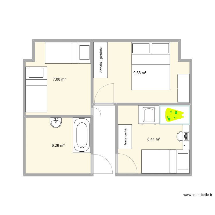 nouvelle maison. Plan de 4 pièces et 32 m2