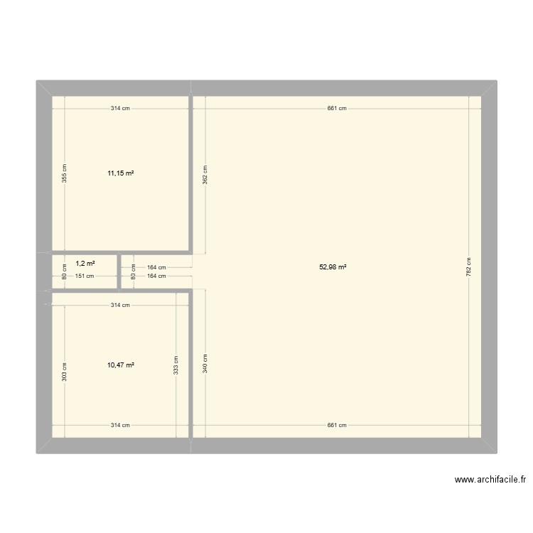 Maison 75m². Plan de 4 pièces et 76 m2