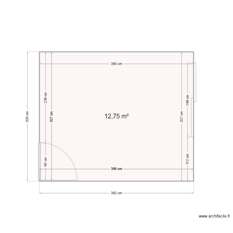 Séjour. Plan de 1 pièce et 13 m2