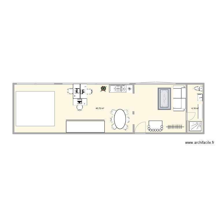 7 Crimée. Plan de 2 pièces et 50 m2