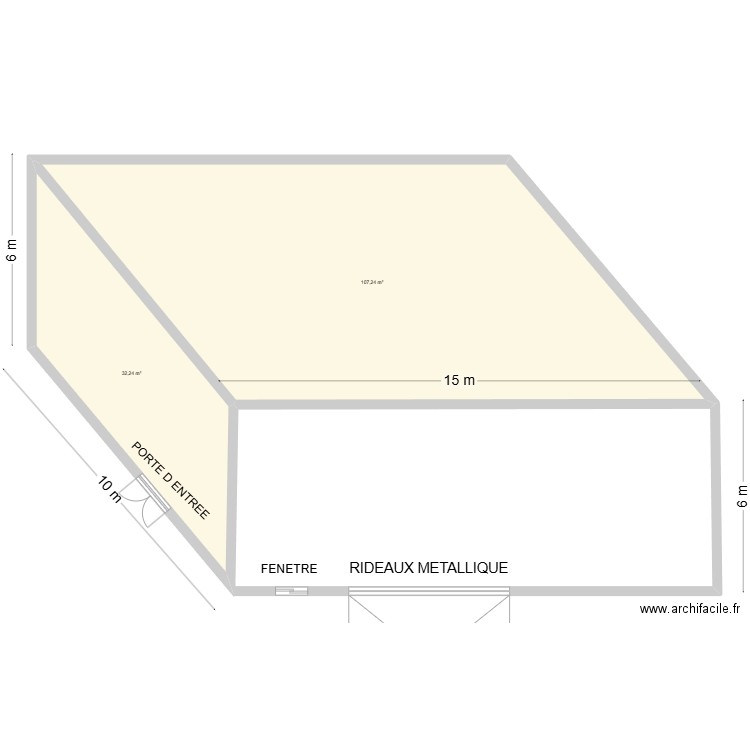 HANGAR. Plan de 2 pièces et 139 m2