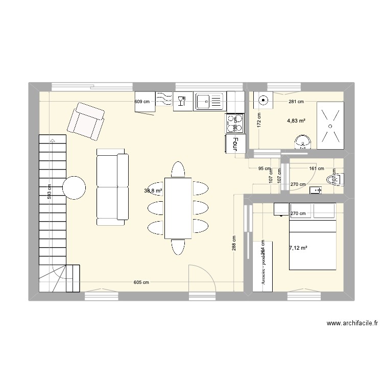 Audresselles 1. Plan de 3 pièces et 51 m2