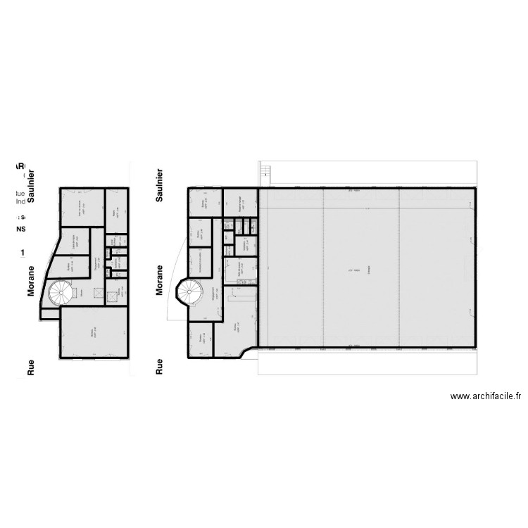 52045-croquis-1er à gauche et RDC à droite. Plan de 28 pièces et 213 m2