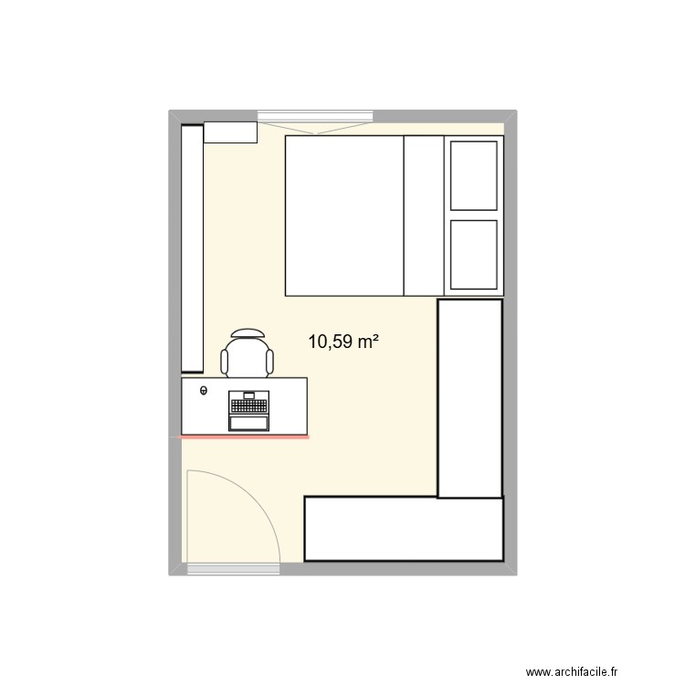 Chambre Tony. Plan de 1 pièce et 11 m2