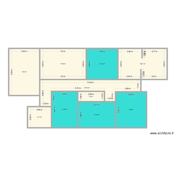 cournanelle 3. Plan de 10 pièces et 132 m2