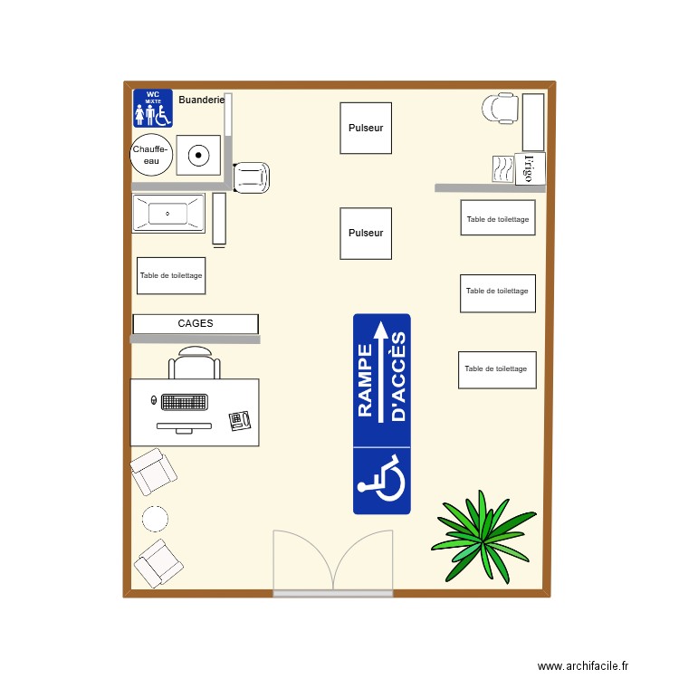 salon. Plan de 1 pièce et 29 m2