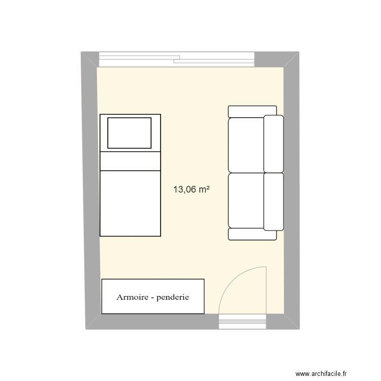 Chambre de Gaspard. Plan de 1 pièce et 13 m2