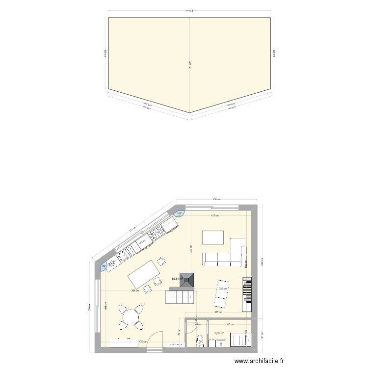  construction. Plan de 5 pièces et 116 m2