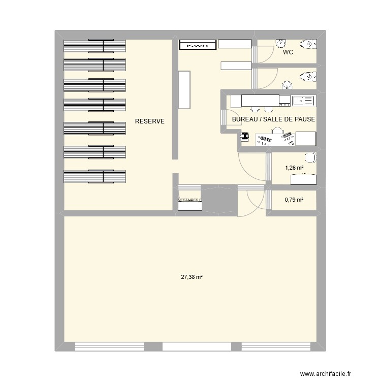 FOOTLOCKER ST GREG. Plan de 7 pièces et 60 m2