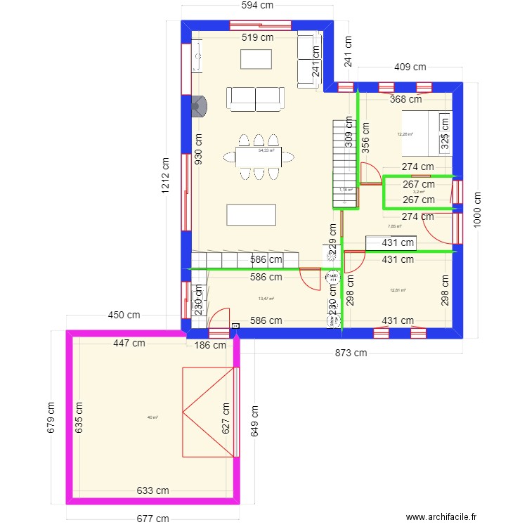 maison 8. Plan de 8 pièces et 145 m2