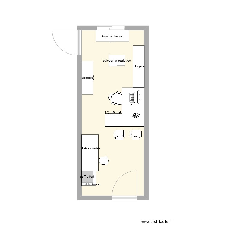 CPE. Plan de 1 pièce et 13 m2