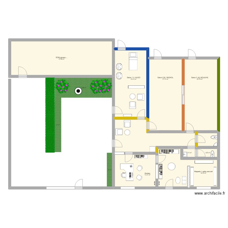 Matour base. Plan de 8 pièces et 172 m2