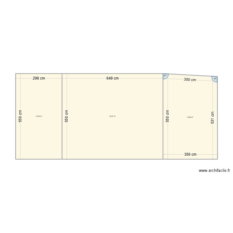 Maison. Plan de 3 pièces et 71 m2