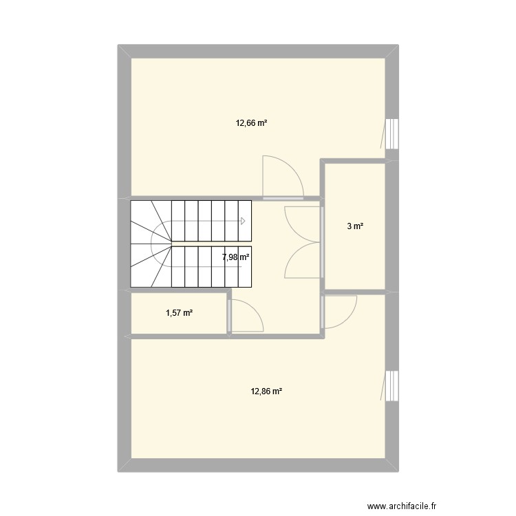 Etage. Plan de 5 pièces et 38 m2