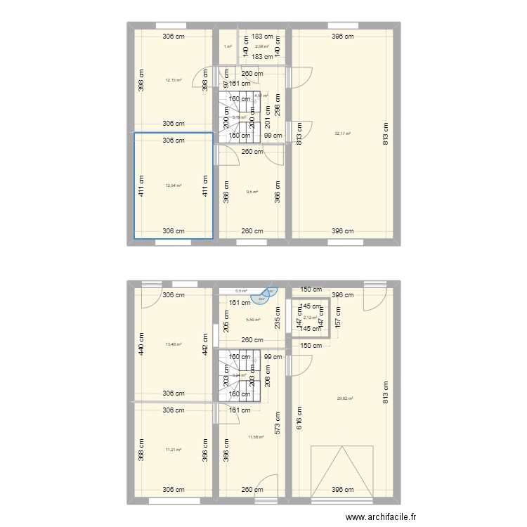 auguste_landeau. Plan de 16 pièces et 155 m2