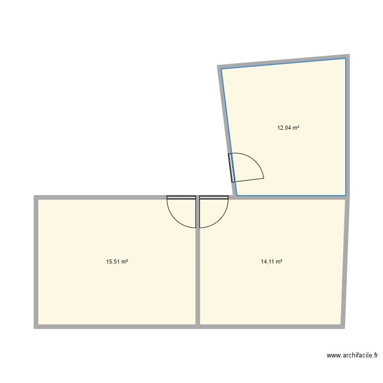 Bureau 3 & 4 & 5. Plan de 3 pièces et 42 m2