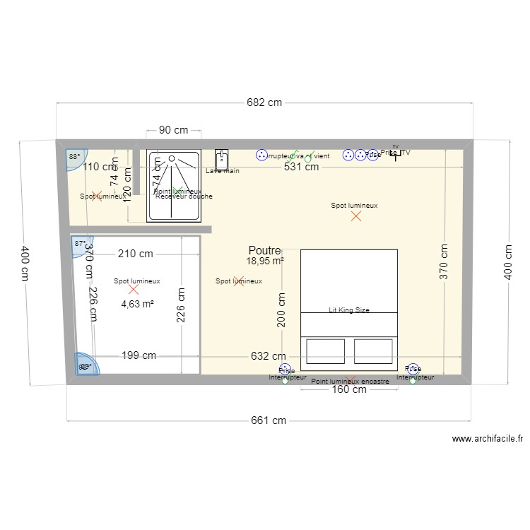 Appartement 7 1etage. Plan de 2 pièces et 28 m2